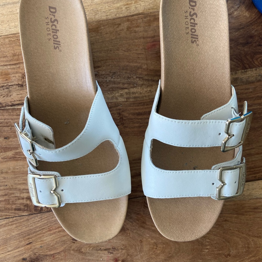 Dr. Scholl's White Leather Women’s Platform Clogs Like New Size 8 - Picture 7 of 11